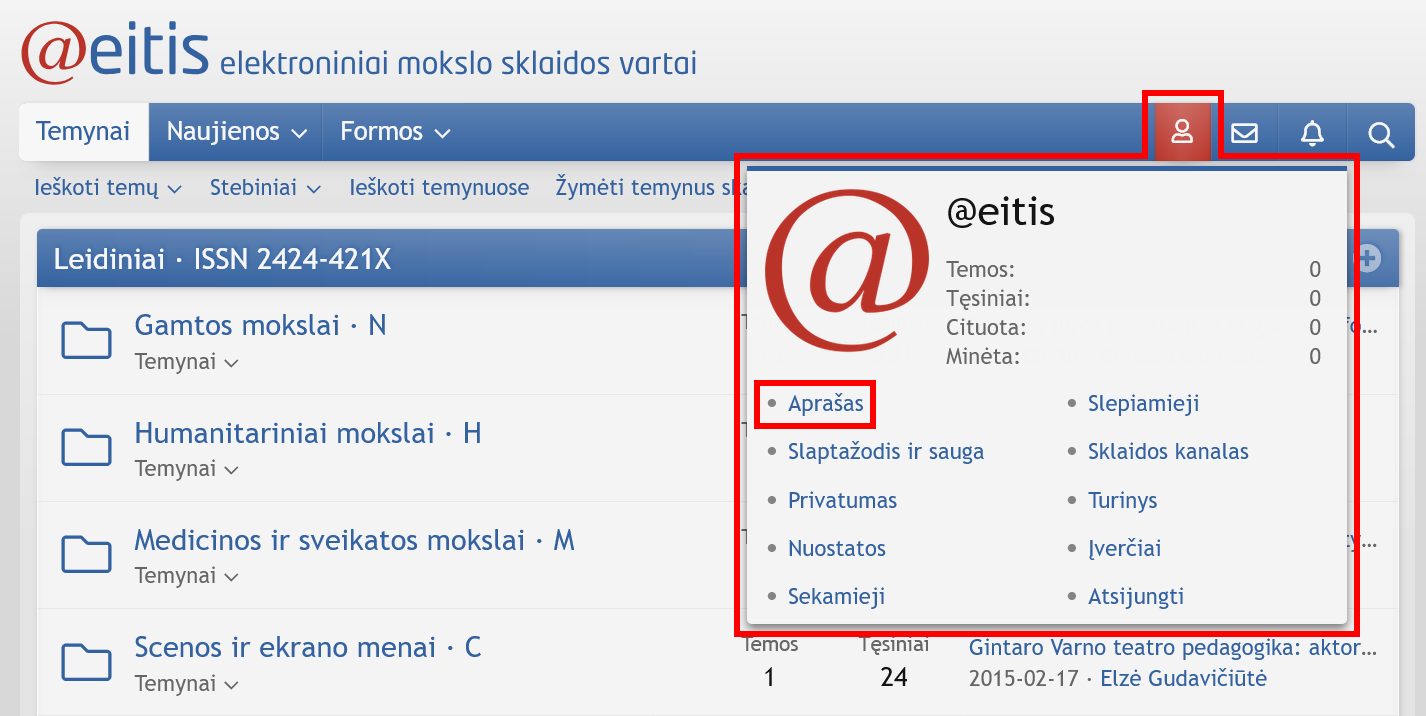 Kaip taisyti duomenis savo profilyje?