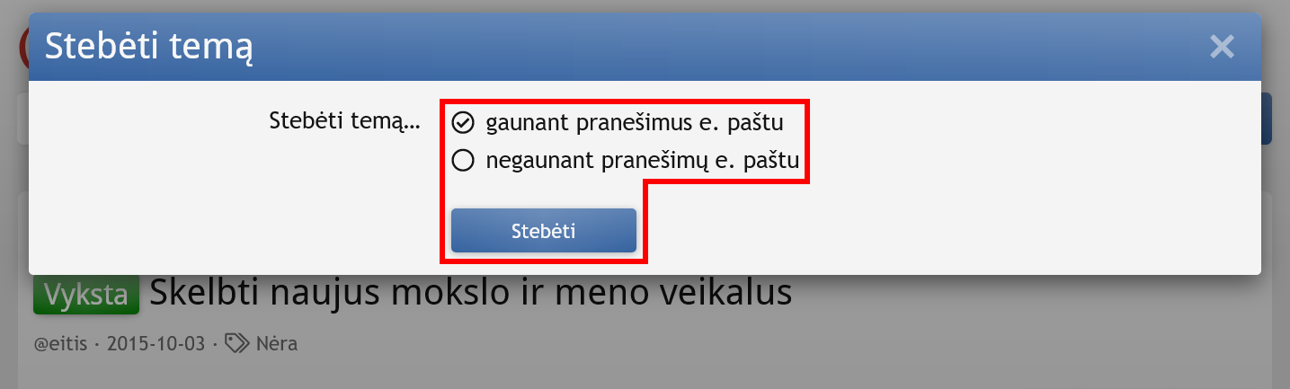 Kaip stebėti temynus ir temas gaunant pranešimus?