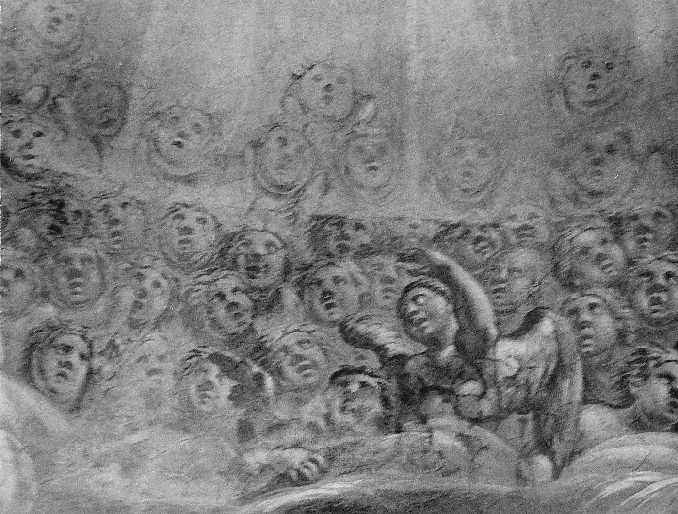 3 il. Džiūgaujantys cherubinai. Kupolo freskos fragmentas. Fot. Jonas Šaparauskas. 1988 m.