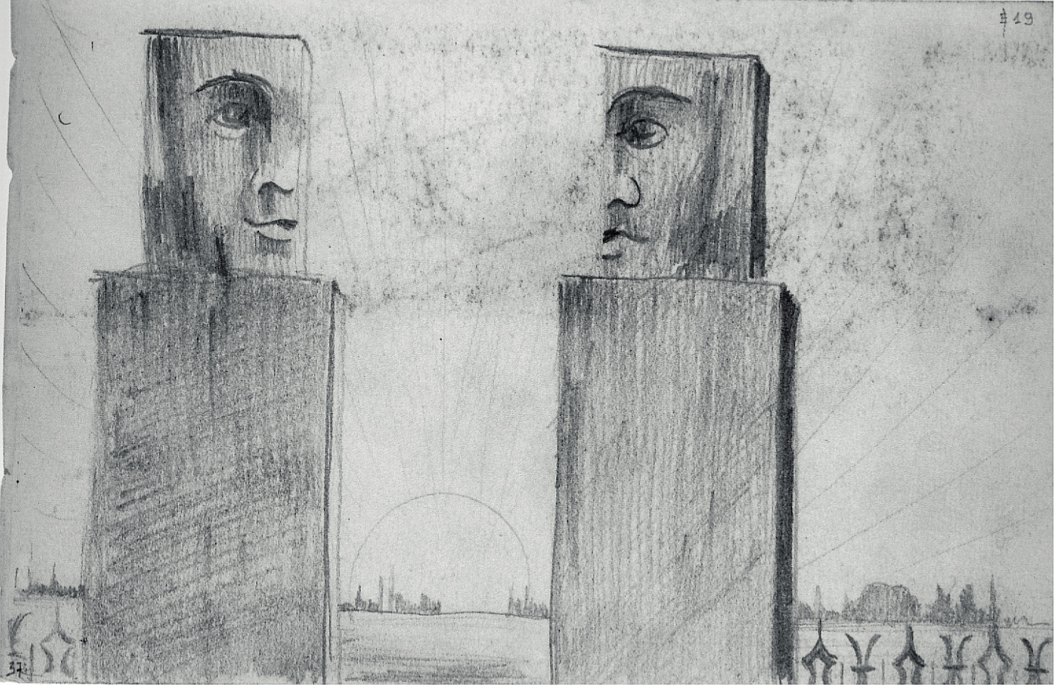 11 pvz. Mikalojus Konstantinas Čiurlionis. Gedinčios figūros piešinys (1908–1909)