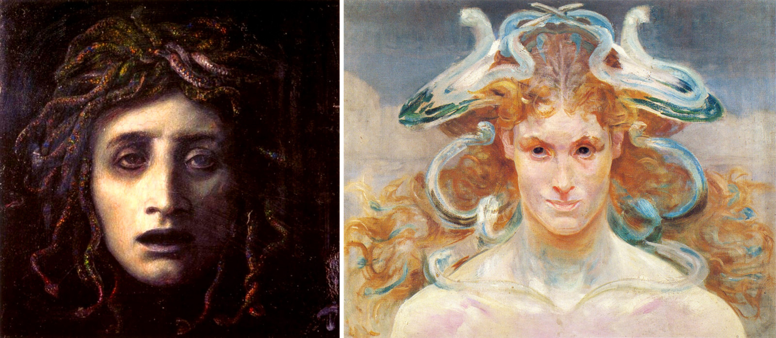 A. Böcklino „Medūza“ (1878) ir J. Malczewskio „Medūzos galva“ (1904)