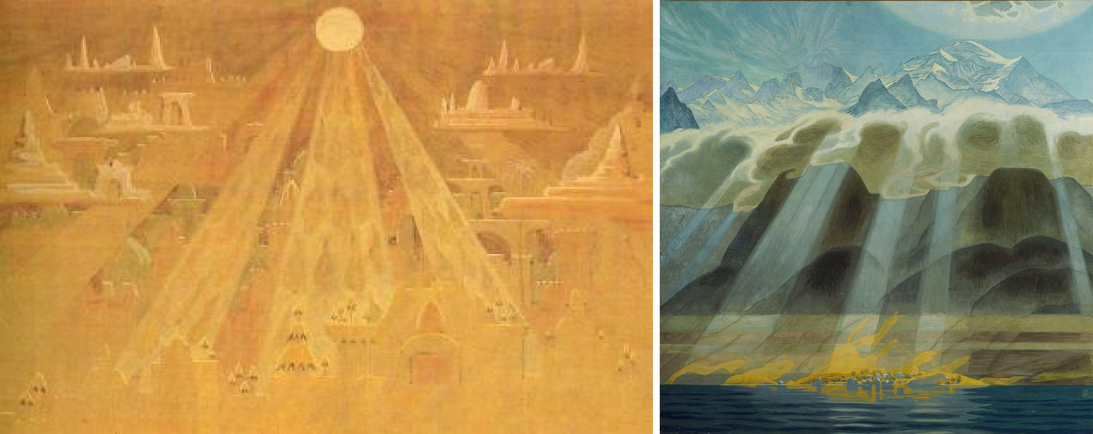 M. K. Čiurlionio „Piramidžių sonatos“ (nr. VII) [I]Scherzo [/I](1909) ir J. F. Willumseno „Saulė virš pietinių kalnų“ (1902)