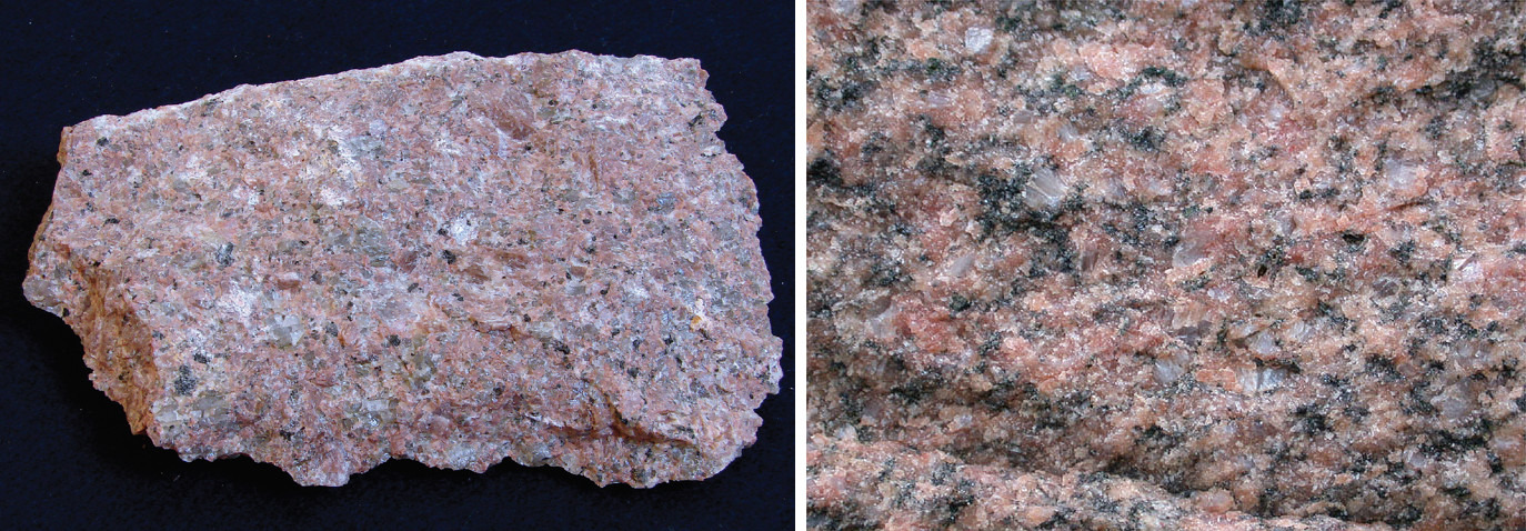 4 pav. a) granitas, b) granito tekstūra / Fig. 4. a) granite, b) texture of granite