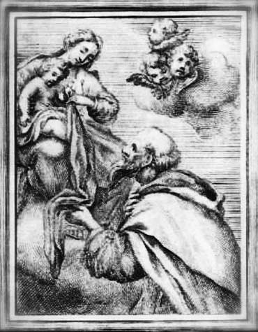 3 il. Šv. Simono Stoko vizija. Foto: Iconographia Carmelitana 1, CD, Olomc BW014