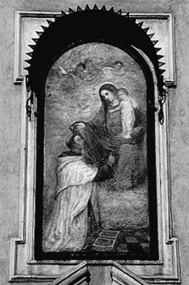 11 il. Gabriel Durayski. Šv. Simono Stoko vizija. XVIII a. vid. Krokuvos na Piasku karmelitų vienuolynas. Foto: Iconographia Carmelitana 1, CD. Olomc P086