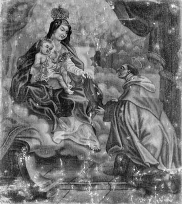 12 il. Šv. Simono Stoko vizija. XVIII a. (?) Lietuvos dailės muziejus. Foto: Prano Gudyno restauravimo centras