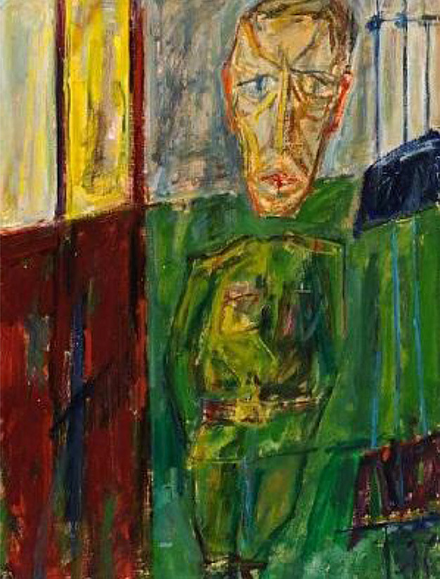 2 pav. Arvydas Šaltenis, „Kareiviškas autoportretas“, 1987, kartonas, aliejus, 100 × 75,5 cm, Modernaus meno centras