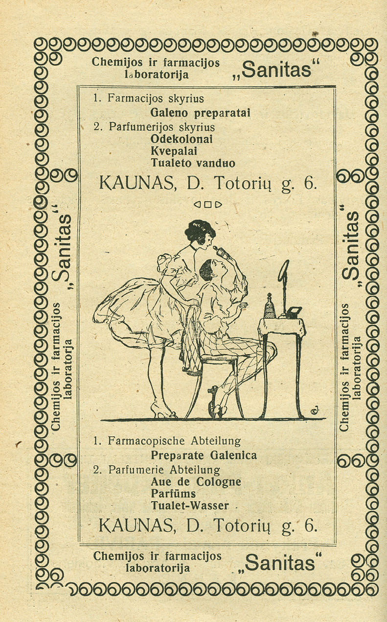4 pav. Pastatomas veidrodėlis chemijos ir farmacijos laboratorijos „Sanitas“ reklamoje
