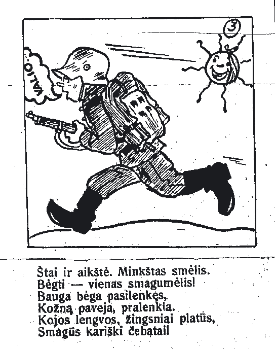 J. Martinaitis, „Kaip naujokas Jonas Bauga ilgus rūbus greit išaugo“