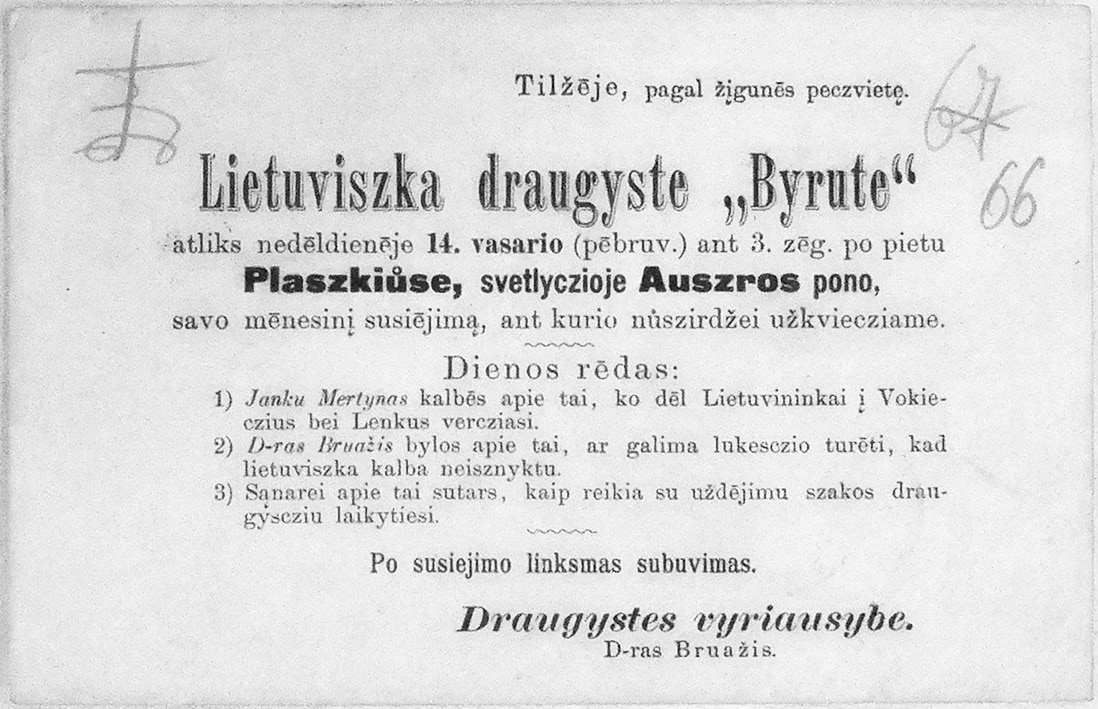 9 pav. „Birutės“ draugijos skelbimas