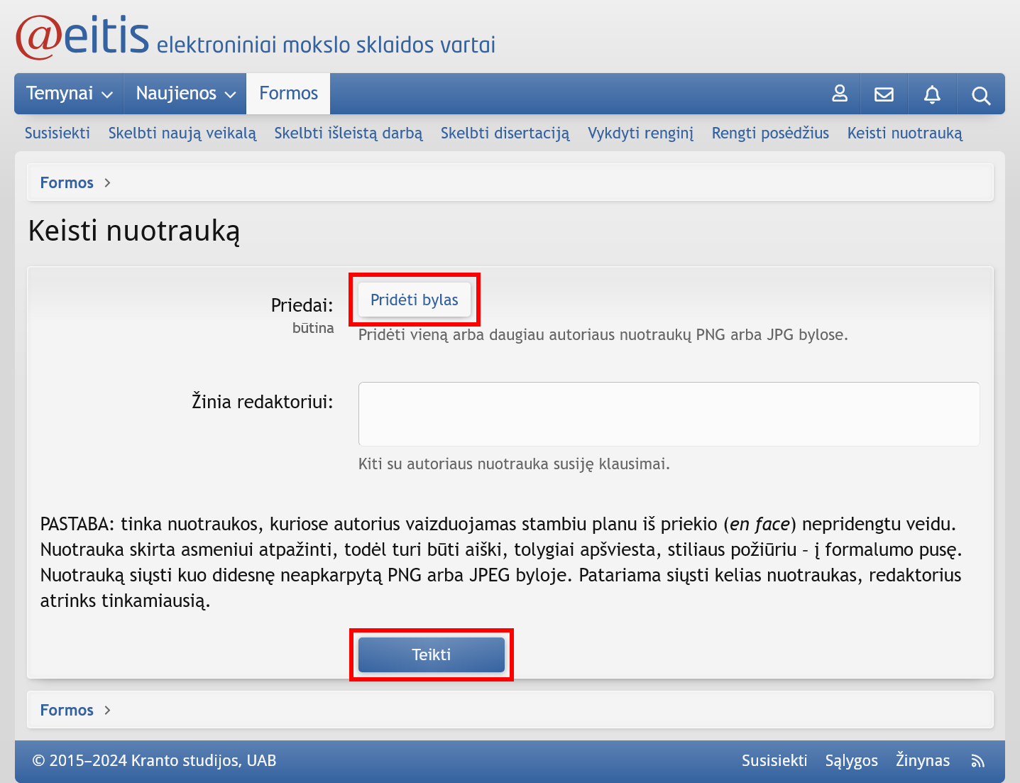 Keisti nuotrauką