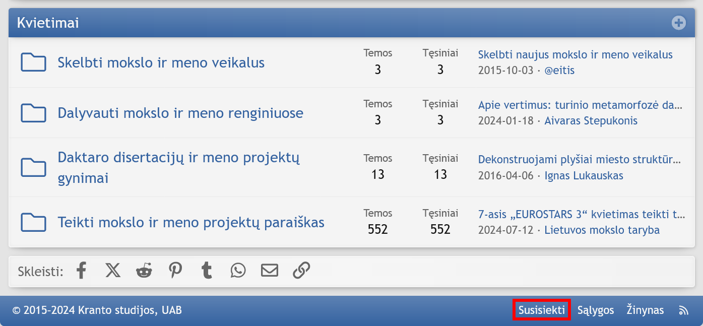 Susisiekti tinklavietės poraštėje